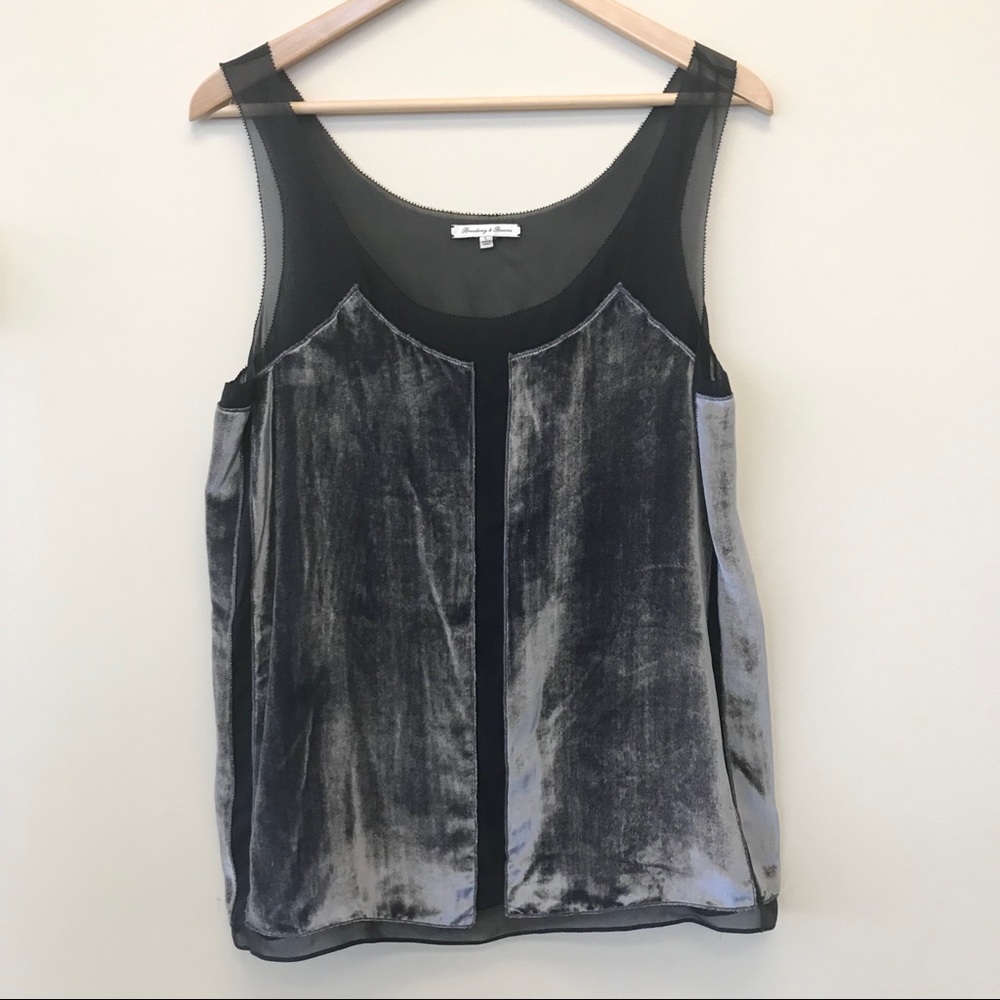 Madewell Silver Gray Velvet Mesh-Trim Tank